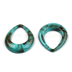アクリルパーツ  天然石風  ティアドロップ  ダークターコイズ  53x43.5x8mm  穴：26x36mm  約73個/500g&nbsp;OACR-N130-019C
