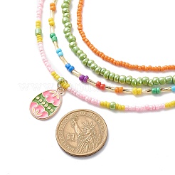 4Pcs 4 Style Glass Seed Imitatin Pearl Beaded Necklaces Set&nbsp;NJEW-JN04012