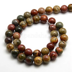 Round Natural Picasso Beads Strands&nbsp;G-P062-64
