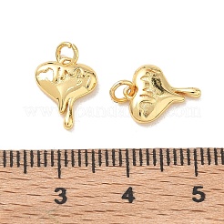 真鍮チャーム  ハートチャーム  18KGP本金メッキ  11.5x9x2mm  穴：2.5mm&nbsp;KK-E797-07B-G