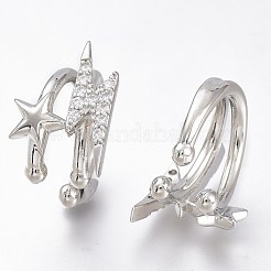 Brass Micro Pave Clear Cubic Zirconia Cuff Earrings&nbsp;ZIRC-I049-26P