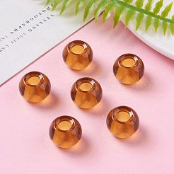 ガラスヨーロピアンビーズ  大穴ビーズ  ロンデル  砂茶色  14~15x10mm  穴：5~6.4mm&nbsp;X-GDA006-008
