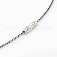 201ステンレスワイヤーネックレスコード  DIYのジュエリーには素敵な  真鍮製ネジ式クラスプ付き  スレートグレイ  17.5インチ  1mm  クラスプ：12x4mm&nbsp;TWIR-SW001-10
