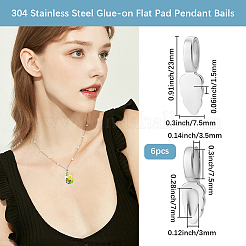 6Pcs 304 Stainless Steel Glue-on Flat Pad Pendant Bails&nbsp;STAS-BBC0010-77