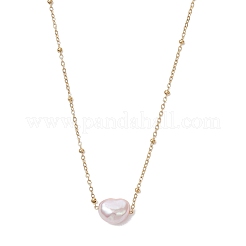 Natural Cultured Freshwater Pearl Potato Pendant 304 Stainless Steel Satellite Chain Necklaces for Women&nbsp;NJEW-JN05770