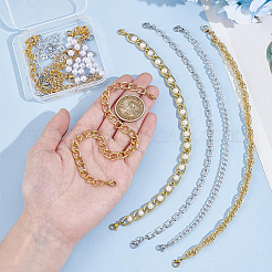 10Pcs 10 Styles Aluminium Curb Chains & ABS Plastic Imitation Pearl Baseball Cap Chain Sets&nbsp;AJEW-UN00033