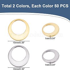 100個 2色 304ステンレススチール リンキングリング  ゴールデン·ステンレス鋼色  10x1mm  50個/カラー&nbsp;STAS-UN0035-44