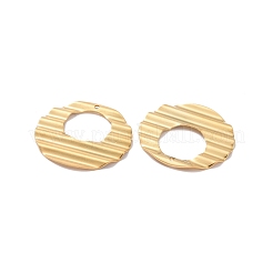 304ステンレスペンダント  ウェーブ リング チャーム  ゴールドカラー  32x1mm  穴：1.2mm&nbsp;STAS-A061-01G