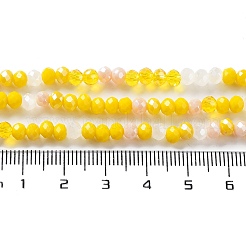 ガラスビーズ連売り  多面カット  ロンデル  ゴールド  4x3mm  穴：0.4mm  約123~127個/連  15.75~16.5インチ（40~42cm）&nbsp;EGLA-A034-M4mm-21