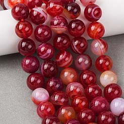Natural Striped Agate/Banded Agate Bead Strands&nbsp;G-K155-B-10mm-01