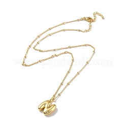 Initial Letter Brass Pendant Necklace&nbsp;LS-NJEW-A015-21G-N