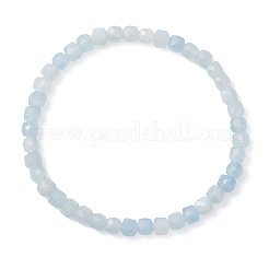 女性用天然アクアマリンビーズストレッチブレスレット  キューブ  内径：2.09~2.17インチ（5.3~5.5cm）&nbsp;BJEW-JB13335-02