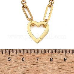 オーシャンブラスハートスプリングゲートリングペンダント304ステンレススチールフィガロチェーンネックレス（女性用）  イオンプレーティング（ip）  ゴールドカラー  16.54インチ（42cm）&nbsp;NJEW-JN06329