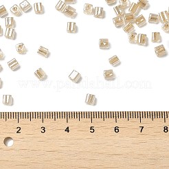 ガラスシードビーズ  透明な光沢のあるガラス  角穴  正方形  トウモロコシの穂の黄色  4x4x4mm  穴：1.2mm  222個/ 20g&nbsp;X1-SEED-H002-F-1136
