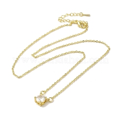 Brass with Glass Pendant Necklaces&nbsp;NJEW-B082-03G