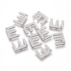 変色しにくい304ステンレススチールチャーム  文字L  文字.e  11x8.5x0.6mm  穴：1mm&nbsp;STAS-F175-02P-E
