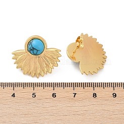 Fan 304 Stainless Steel Synthetic Turquoise Stud Earrings for Women&nbsp;EJEW-U046-17B-G