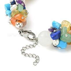 Natural White Jade Round & Mixed Stone Chips & Pearl Beaded Bracelet&nbsp;BJEW-JB09631-02