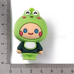 漫画の女の子の人形 PVC プラスチックペンダント  カエル  51x32.5x24mm  穴：2.5mm&nbsp;KY-S172-09A