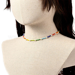 Glass Seed & Glass Pearl Beaded Necklace for Girl Women&nbsp;X1-NJEW-TA00007