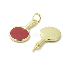真鍮製エナメルペンダント  丸カン付き  18KGP本金メッキ  ラケット卓球  18x11x2mm  穴：3.4mm&nbsp;LS-KK-D384-01G-05