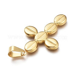 304ステンレスペンダント  クロス  ゴールドカラー  42x26.7x3mm  穴：8mm&nbsp;X-STAS-H106-09G