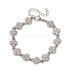 Brass Micro Pave Clear Cubic Zirconia Link Bracelets for Women&nbsp;BJEW-D342-04P