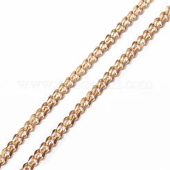 304ステンレススチールカーブチェーンネックレス  カニカン付き  ゴールドカラー  19.7インチ（50cm）  3mm&nbsp;NJEW-P147-04G