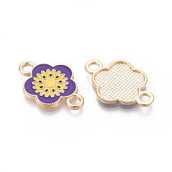 合金エナメルコネクタチャーム  花のリンク  カドミウムフリー＆鉛フリー  ライトゴールド  ミックスカラー  15x23x1.5mm  穴：2.4mm&nbsp;PALLOY-N181-15KCG