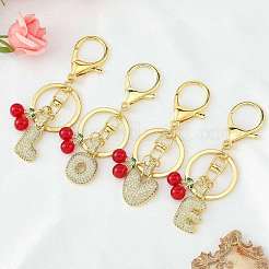 Brass Micro Pave Clear Cubic Zirconia Letter Pendant Keychain&nbsp;KEYC-SW00015-K