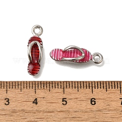 真鍮製エナメルペンダント  プラチナ  ビーチサンダルの魅力  ミックスカラー  19x5.5x5mm  穴：1.8mm&nbsp;FIND-C065-15P