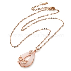 Brass & Glass Teardrop Fish Pendant Necklaces&nbsp;NJEW-M080-05