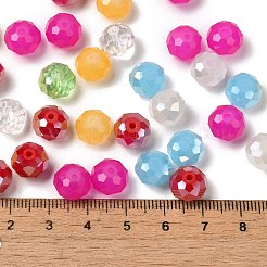 ガラスビーズ  多面カット  ロンデル  ミックスカラー  10x8mm  穴：1mm  約44個/40g&nbsp;LS-EGLA-A034-SM10mm-29