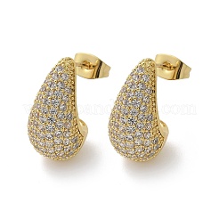 304 Stainless Steel Clear Cubic Zirconia Stud Earrings&nbsp;EJEW-D302-01G