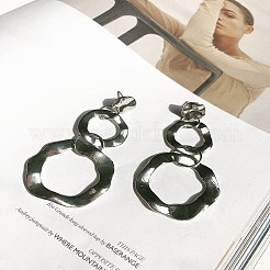 Wavy Ring Alloy Dangle Stud Earrings&nbsp;FS-WG243E2-01