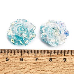 ツートンカラーの不透明樹脂とグリッターパウダーのカボション  花バラ  ミックスカラー  19x20x8mm&nbsp;RE-CBA7537-03
