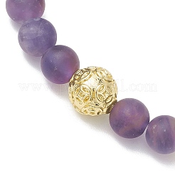 8mm Round Frosted Natural Amethyst & Shell Pearl Beaded Stretch Bracelets&nbsp;BJEW-JB10429