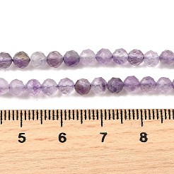天然石アメジストビーズ連売り  多面カット  ラウンド  4mm  穴：0.7mm  約96個/連  15.35''（39センチメートル）&nbsp;G-S387-A02-4mm