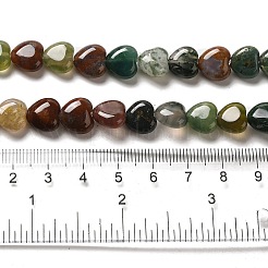 天然石インディアン瑪瑙ビーズ連売り  ハート  カラフル  10x10x5mm  穴：1mm  約40個/連  15.3インチ&nbsp;X-G-R190-11