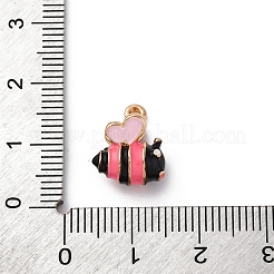 合金エナメルチャーム  ミツバチのチャーム  ゴールドカラー  ショッキングピンク  14x11x10mm  穴：1.5mm&nbsp;ENAM-E362-02D