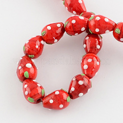 Handmade Lampwork 3D Strawberry Beads&nbsp;X-LAMP-R109B-15