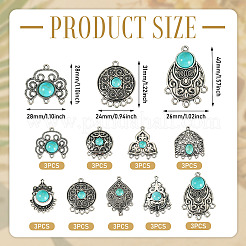 27Pcs 9 Styles Alloy & Synthetic Turquoise Chandelier Component Links&nbsp;FIND-TA0010-42A