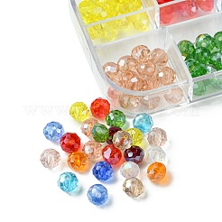 180個12色電気メッキガラスビーズ連売り  ABカラーメッキ  多面カット  ロンデル  ミックスカラー  6x5mm  穴：1mm  15個/カラー&nbsp;EGLA-FS0001-40
