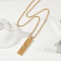304 Stainless Steel Clear Cubic Zirconia Rectangle Constellation Pendant Necklaces for Women Men&nbsp;NJEW-S435-01G-D
