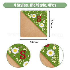 フェルト刺繍ブックマーク4種類4個  コーナーページマーカー  クラフト紙で  シーズンテーマ  正方形  文字S  96x96x3mm  1個/スタイル&nbsp;FIND-HY0003-46S