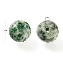 100個8mmナチュラルグリーンスポットジャスパーラウンドビーズ  10mの弾性水晶糸付き  DIYストレッチブレスレット作成キット用  8mm  穴：0.8mm&nbsp;DIY-LS0002-60