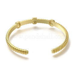 Rack Plating Brass Micro Pave Cubic Zirconia Cuff Bangles&nbsp;BJEW-P336-12G