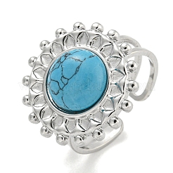 304 Stainless Steel Synthetic Gemstone Cuff Rings&nbsp;G-Z056-08P