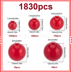 1830 個 5 スタイル ABS プラスチック模造パールビーズ  グラデーションマーメイドパールビーズ  ラウンド  レッド  4~12x3.5~12mm  穴：1.5~2mm&nbsp;OACR-SP0001-01B
