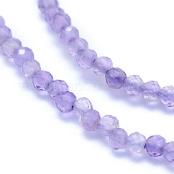 天然石アメジストビーズ連売り  多面カット  ラウンド  2mm  穴：0.6mm  約212個/連  15.35インチ（39cm）&nbsp;G-I279-E04-01